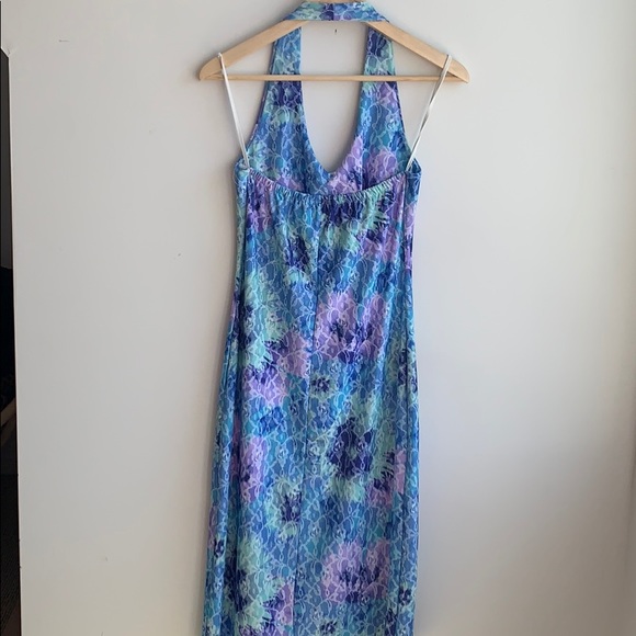 Elegant Blue and Purple Midi Dress - Picture 5 of 5